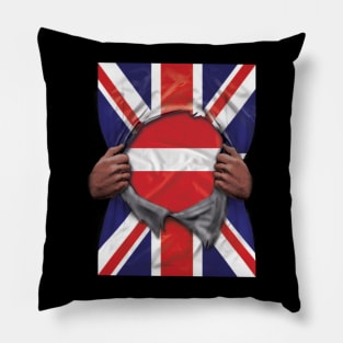 Latvia Flag Great Britain Flag Ripped - Gift for Latvian From Latvia Pillow