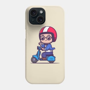 Cute Male Riding Scooter Cartoon Phone Case