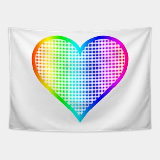 Rainbow Gingham Heart Tapestry