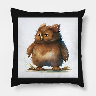 Cute Watercolor Owlbear Pillow