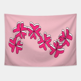 wave  line summer pink heart flower Tapestry