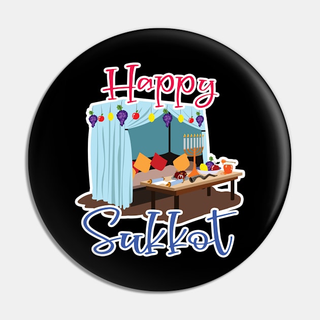 Happy Sukkot - Festival Of Tabernacles, Jewish Holiday Gift For Men, Women & Kids Pin by Art Like Wow Designs