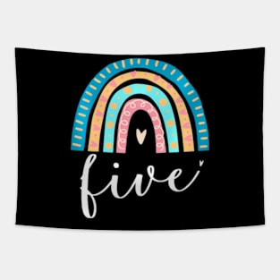 Kids Five Year Old Rainbow 5Th Birthday For Girls 5 Bday Tapestry