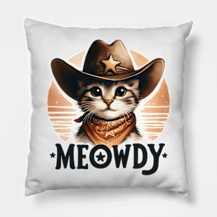 Meowdy cowboy cat Pillow