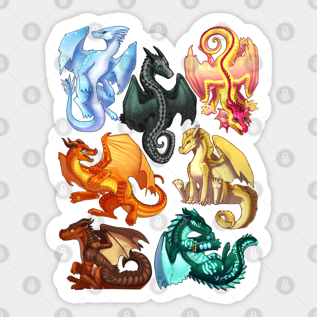 Wings of Fire: Jade Winglet Dragons - Moonwatcher, Winter, Qibli, Turtle, Kinkajou, Umber, Peril, - Wings Of Fire - Sticker