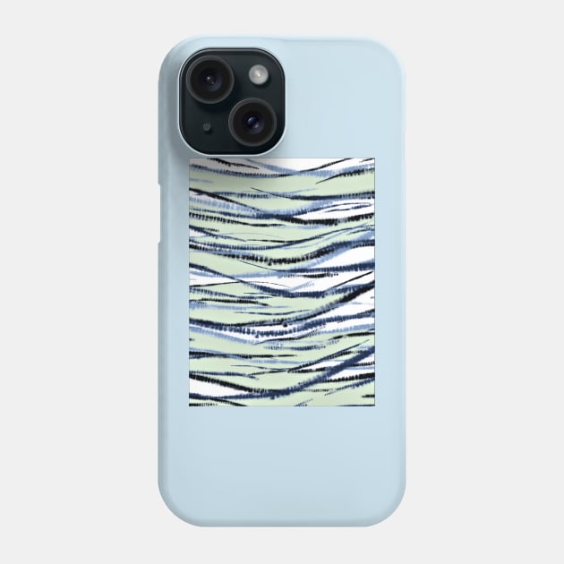 Shibori Blue Green Waves Phone Case by Minxylynx4