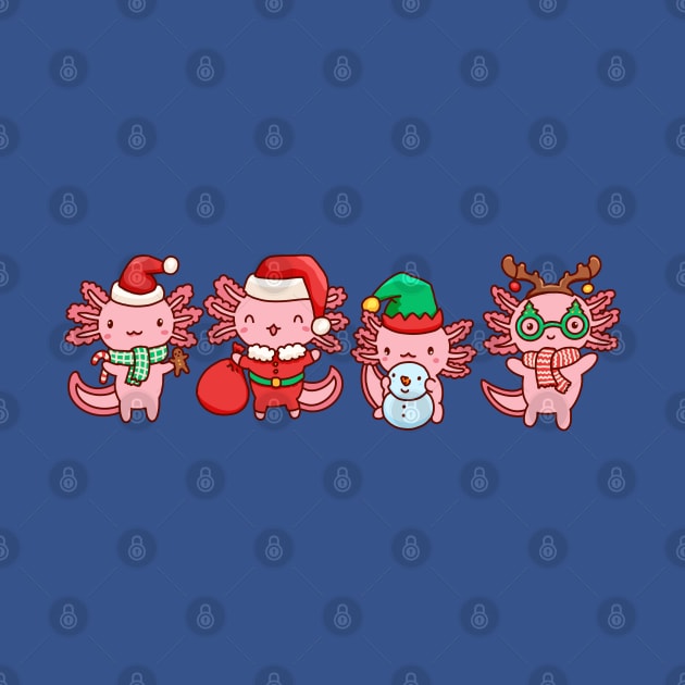 Axolotl celebrating Christmas by Tinyarts