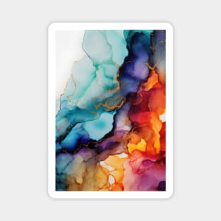 Flame and Frost - Abstract Alcohol Ink Art Magnet