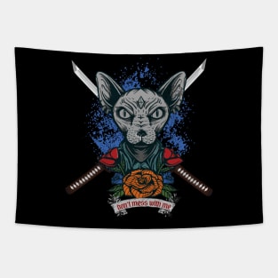 Samurai sphynx cat Tapestry