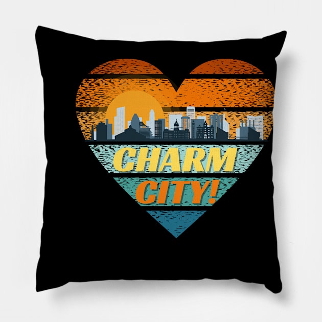 CHARM CITY LOVE MADE WITH HEART SHAPE DESIGN Pillow by The C.O.B. Store