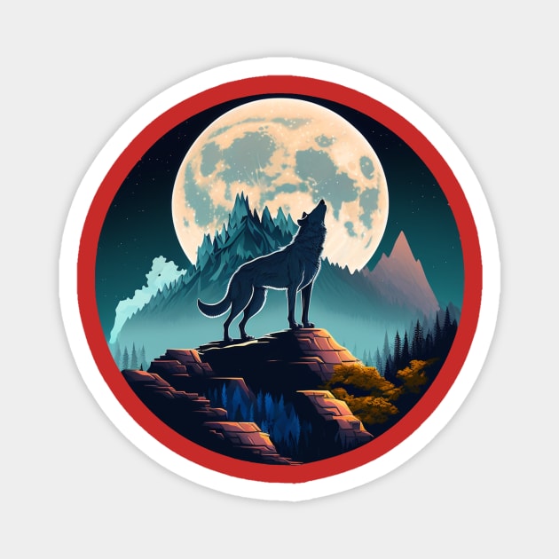 wolf in front of a white moon Magnet by abomastour