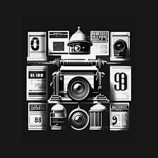 Vintage Camera Collection: Retro Delights in Monochrome T-Shirt