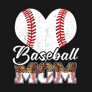 Baseball Mom Leopard Ball Mom Mothers Day Mom T-Shirt