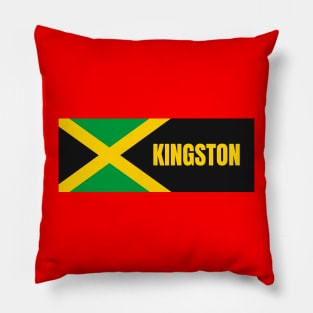 Kingston City in Jamaican Flag Pillow