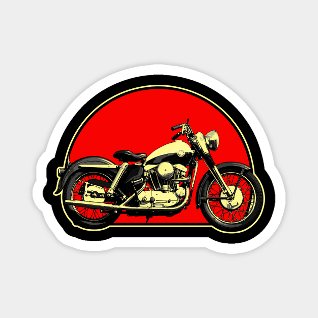 1957 Harley-Davidson Sportster Retro Red Circle Motorcycle Magnet by Skye Bahringer