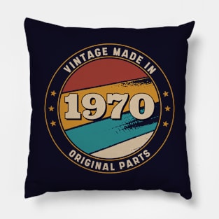 Vintage, Made in 1970 Retro Badge Pillow