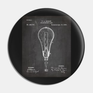 Edison Lamp Patent - Housewarming Home Hallway Entry Décor Art - Black Chalkboard Pin