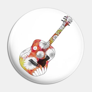 Acoustic guitar psychedelic daisies Pin