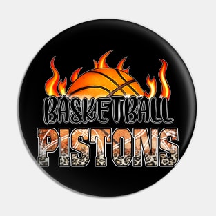 Classic Basketball Design Pistons Personalized Proud Name Pin