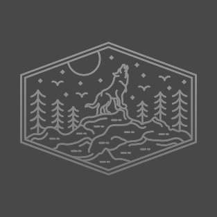 Howling Wolf Line Art T-Shirt