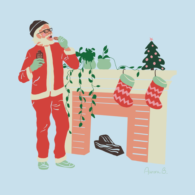 Hipster Christmas Santa with Stockings by Aurora B