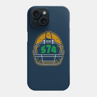 Retro Football Helmet 574 Area Code South Bend Indiana Football Phone Case