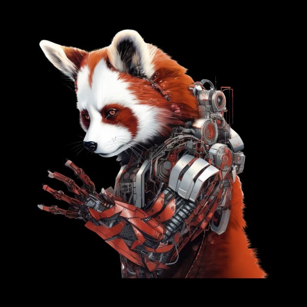 Mechanized Marvel: Red Panda Cyborg by MerlinArt