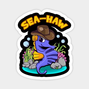 Seahorse Cowboy Sea Haw Funny Humor Magnet