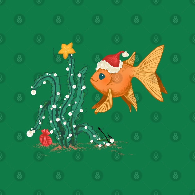 Christmas Goldfish with a Kelp Tree and Pearls by SimplyKitt