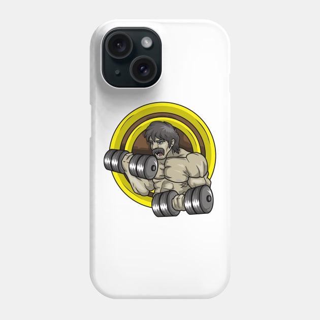 Bodybuilder Man with Dumbbells Phone Case by Markus Schnabel