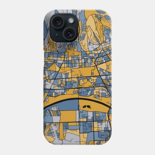 Zagreb Map Pattern in Blue & Gold Phone Case