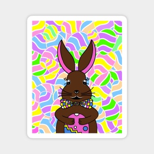 CHOCOLATE Funny Easter Bunny With Eggs Magnet