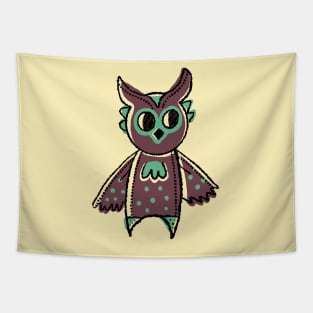 Tall and Purple Cute Simple Owl Illustration Tapestry