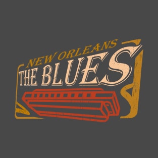 The Blues harmonica New Orleans music distressed T-Shirt