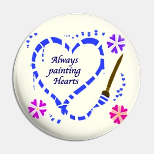 Valentine's Always Painting Hearts (blue) Pin