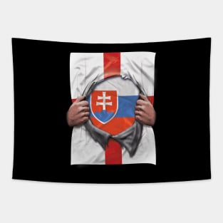 Slovakia Flag English Flag Ripped Open - Gift for Slovakian From Slovakia Tapestry