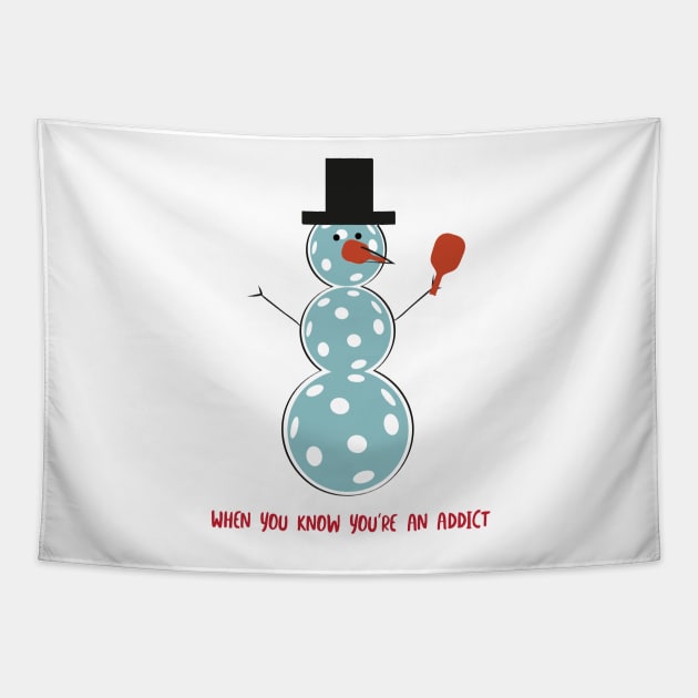 Funny Pickleball Snowman Tapestry by whyitsme