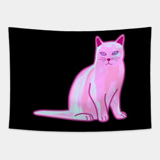 Pastel Pink Cat Tapestry