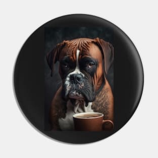 Brewed for the Tired Boxer: A Canine-Approved Print for Coffee Lovers Pin