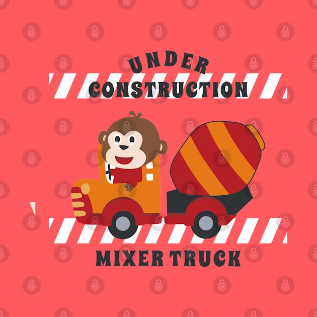 Vector illustration of contruction vehicle with cute litle animal driver. by KIDS APPAREL