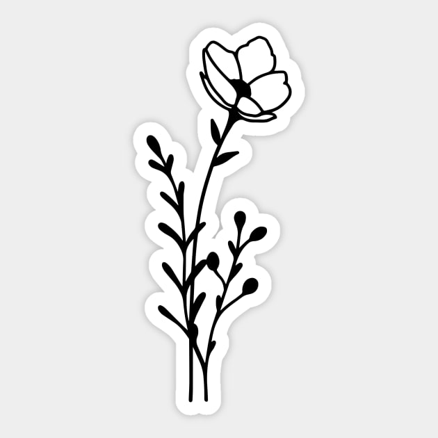 botanical minimal flowers - Minimalist - Sticker