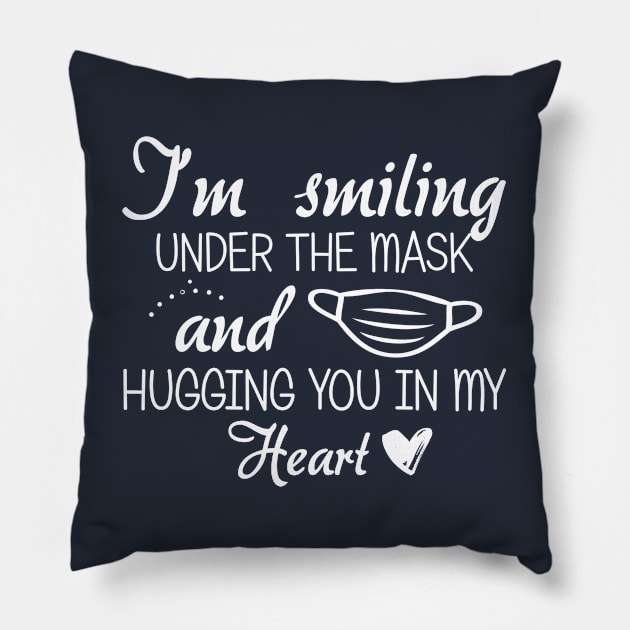 I'm smiling under the mask and hugging you in my heart Pillow by bisho2412