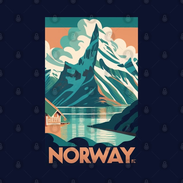 A Vintage Travel Art of the Fjords in Norway by goodoldvintage