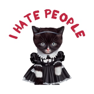 I Hate people cat dressed as Wednesday Addams T-Shirt