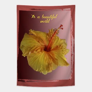 beautiful yellow hibiscus on gradient Tapestry