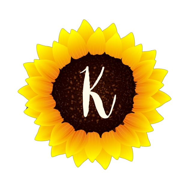 Floral Monogram K Bright Yellow Sunflower by floralmonogram