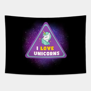 Warning Unicorns Tapestry