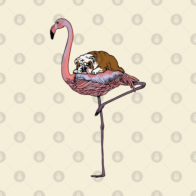 Flamingo and English Bulldog by huebucket