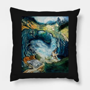 'Swallows Circle in Shimmering Light' Pillow