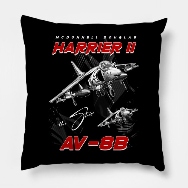 Harrier II AV-8B Ground-Attack Aircraft Fighterjet Pillow by aeroloversclothing